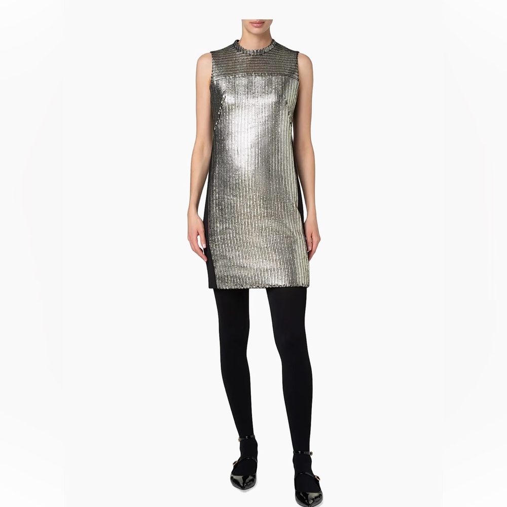 Akris punto Laminated Sleeveless Shift Dress, size 2, NWT